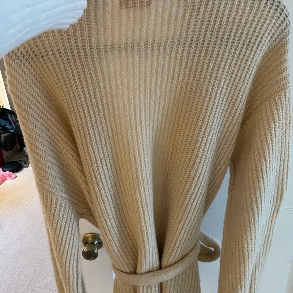 Pink Lily Cream Knit Tie-Waist Cardigan Sweater - Picture 5 of 5
